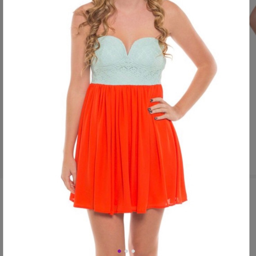 Mint and coral sweethearts dress